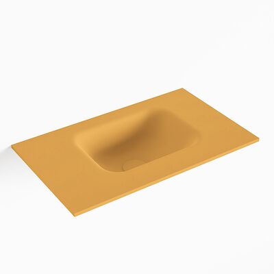 MONDIAZ LEX Ocher solid surface inleg wastafel voor toiletmeubel 50cm. Positie wasbak rechts