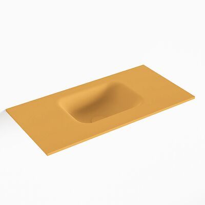MONDIAZ LEX Ocher solid surface inleg wastafel voor toiletmeubel 60cm. Positie wasbak midden