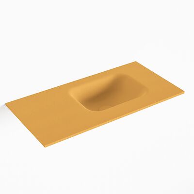 MONDIAZ LEX Ocher solid surface inleg wastafel voor toiletmeubel 60cm. Positie wasbak rechts