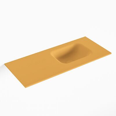 MONDIAZ LEX Ocher solid surface inleg wastafel voor toiletmeubel 70cm. Positie wasbak rechts
