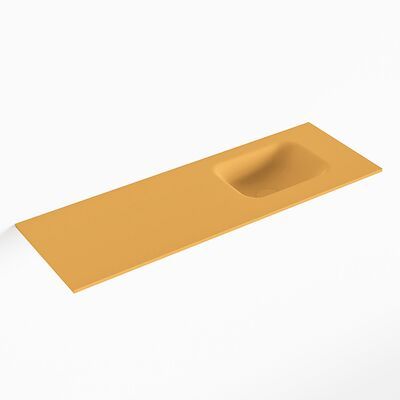 MONDIAZ LEX Ocher solid surface inleg wastafel voor toiletmeubel 90cm. Positie wasbak rechts