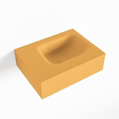 MONDIAZ LEX Ocher vrijhangende solid surface wastafel 40cm. Positie wasbak rechts