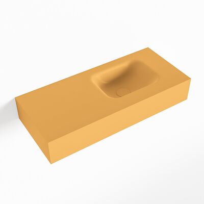 MONDIAZ LEX Ocher vrijhangende solid surface wastafel 70cm. Positie wasbak rechts