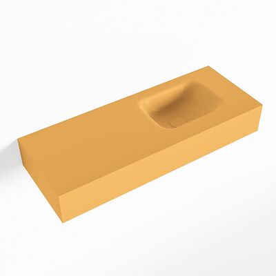 MONDIAZ LEX Ocher vrijhangende solid surface wastafel 80cm. Positie wasbak rechts