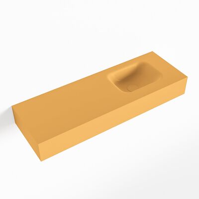 MONDIAZ LEX Ocher vrijhangende solid surface wastafel 90cm. Positie wasbak rechts