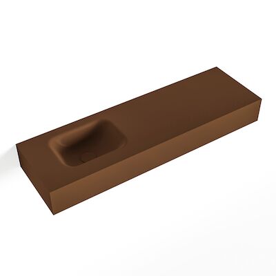MONDIAZ LEX Rust vrijhangende solid surface wastafel 100cm. Positie wasbak links