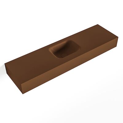 MONDIAZ LEX Rust vrijhangende solid surface wastafel 110cm. Positie wasbak midden