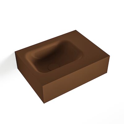 MONDIAZ LEX Rust vrijhangende solid surface wastafel 40cm. Positie wasbak links