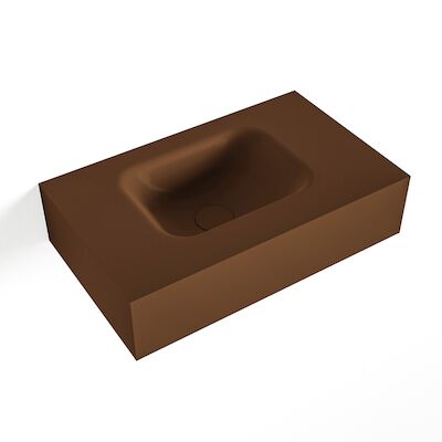 MONDIAZ LEX Rust vrijhangende solid surface wastafel 50cm. Positie wasbak links