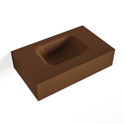 MONDIAZ LEX Rust vrijhangende solid surface wastafel 50cm. Positie wasbak midden
