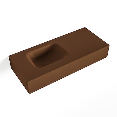 MONDIAZ LEX Rust vrijhangende solid surface wastafel 70cm. Positie wasbak links