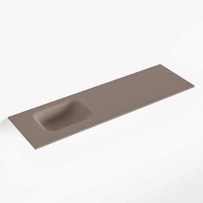 MONDIAZ LEX Smoke solid surface inleg wastafel voor toiletmeubel 100cm. Positie wasbak links