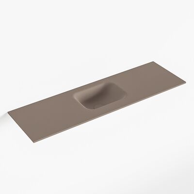 MONDIAZ LEX Smoke solid surface inleg wastafel voor toiletmeubel 100cm. Positie wasbak midden