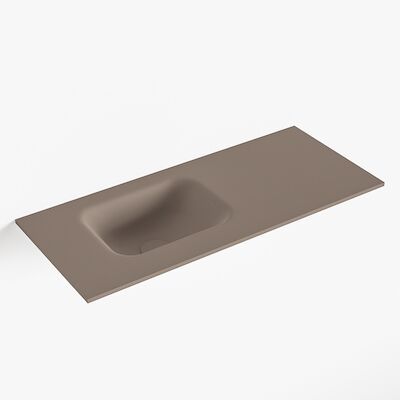 MONDIAZ LEX Smoke solid surface inleg wastafel voor toiletmeubel 70cm. Positie wasbak links