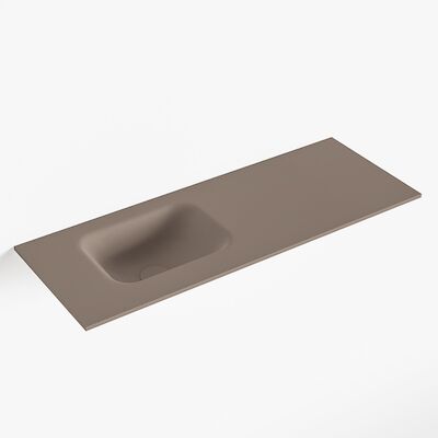 MONDIAZ LEX Smoke solid surface inleg wastafel voor toiletmeubel 80cm. Positie wasbak links