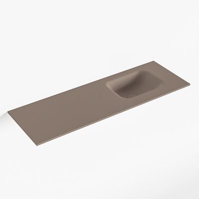 MONDIAZ LEX Smoke solid surface inleg wastafel voor toiletmeubel 90cm. Positie wasbak rechts