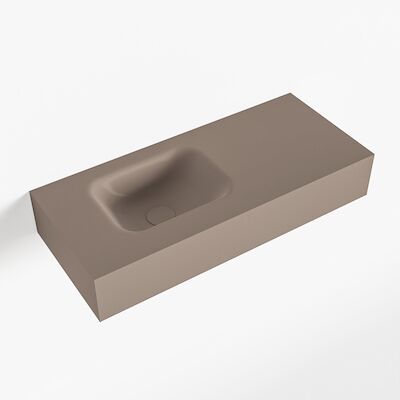 MONDIAZ LEX Smoke vrijhangende solid surface wastafel 70cm. Positie wasbak links