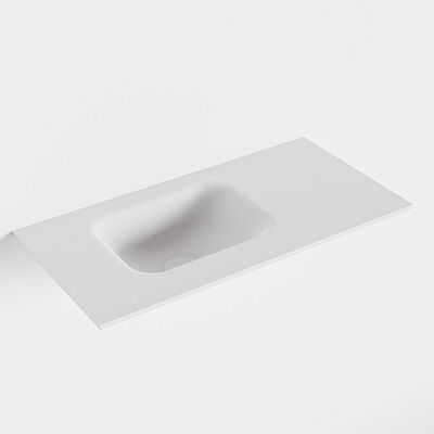 MONDIAZ LEX Talc solid surface inleg wastafel voor toiletmeubel 60cm. Positie wasbak links