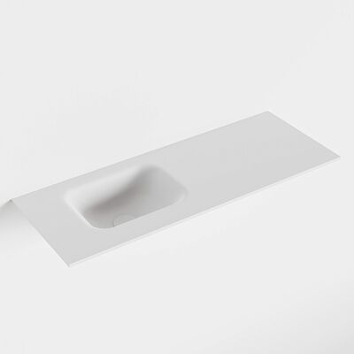 MONDIAZ LEX Talc solid surface inleg wastafel voor toiletmeubel 80cm. Positie wasbak links