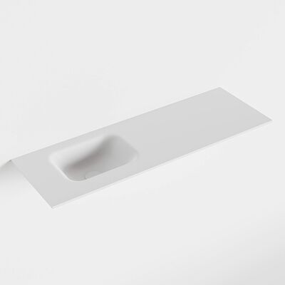 MONDIAZ LEX Talc solid surface inleg wastafel voor toiletmeubel 90cm. Positie wasbak links
