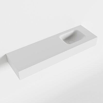 MONDIAZ LEX Talc vrijhangende solid surface wastafel 100cm. Positie wasbak rechts
