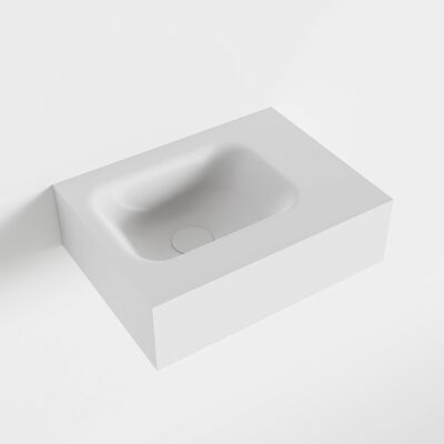 MONDIAZ LEX Talc vrijhangende solid surface wastafel 40cm. Positie wasbak links