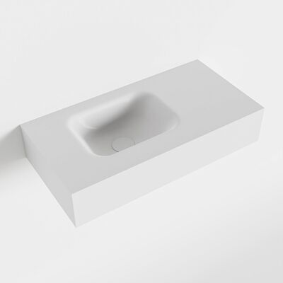 MONDIAZ LEX Talc vrijhangende solid surface wastafel 60cm. Positie wasbak links