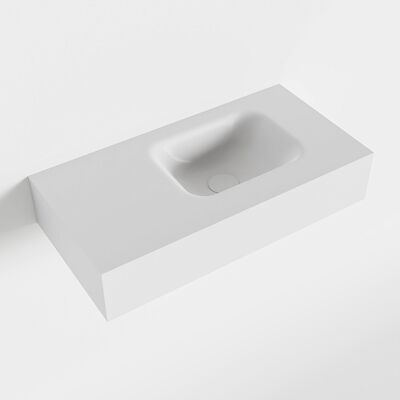 MONDIAZ LEX Talc vrijhangende solid surface wastafel 60cm. Positie wasbak rechts