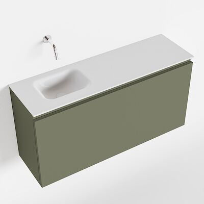 MONDIAZ OLAN 100cm toiletmeubel army. LEX wastafel talc links geen kraangat