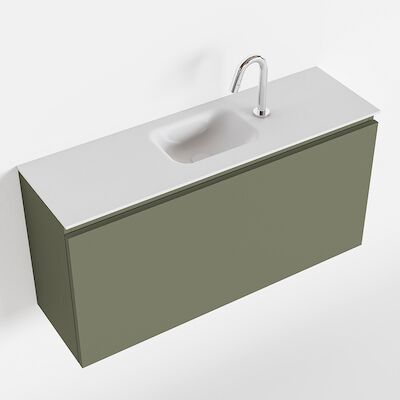 MONDIAZ OLAN 100cm toiletmeubel army. LEX wastafel talc midden 1 kraangat