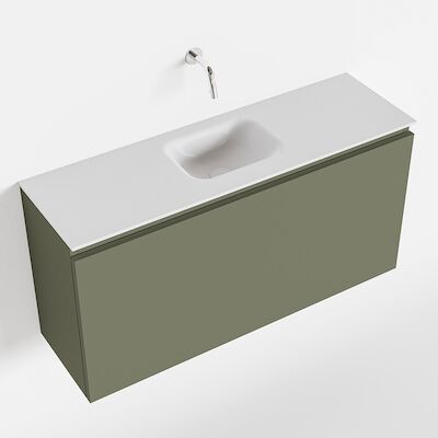 MONDIAZ OLAN 100cm toiletmeubel army. LEX wastafel talc midden geen kraangat