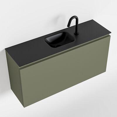 MONDIAZ OLAN 100cm toiletmeubel army. LEX wastafel urban midden 1 kraangat
