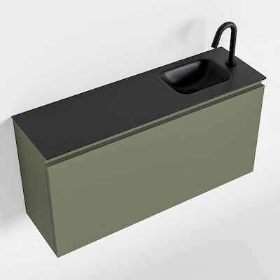 MONDIAZ OLAN 100cm toiletmeubel army. LEX wastafel urban rechts 1 kraangat