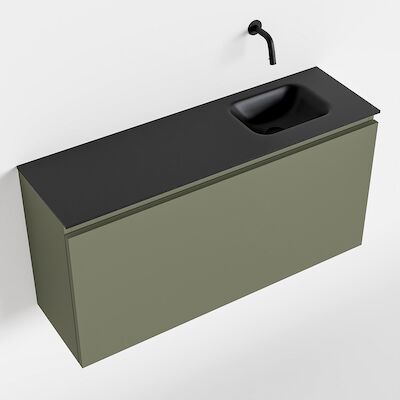 MONDIAZ OLAN 100cm toiletmeubel army. LEX wastafel urban rechts geen kraangat