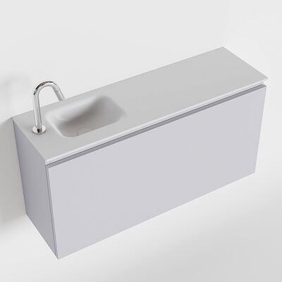 MONDIAZ OLAN 100cm toiletmeubel cale. LEX wastafel talc links 1 kraangat