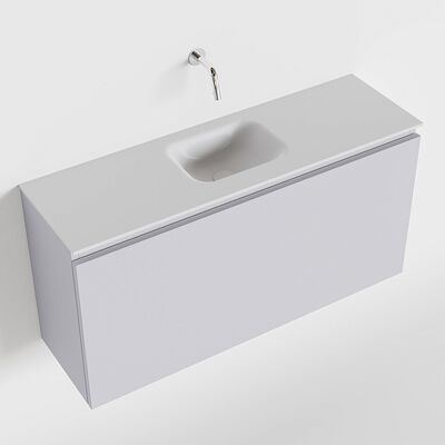 MONDIAZ OLAN 100cm toiletmeubel cale. LEX wastafel talc midden geen kraangat
