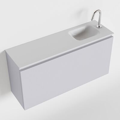 MONDIAZ OLAN 100cm toiletmeubel cale. LEX wastafel talc rechts 1 kraangat
