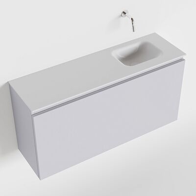 MONDIAZ OLAN 100cm toiletmeubel cale. LEX wastafel talc rechts geen kraangat
