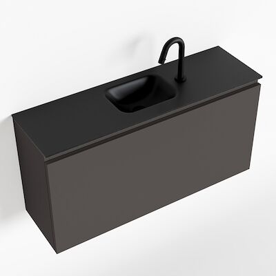 MONDIAZ OLAN 100cm toiletmeubel dark grey. LEX wastafel urban midden 1 kraangat