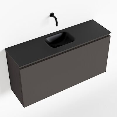 MONDIAZ OLAN 100cm toiletmeubel dark grey. LEX wastafel urban midden geen kraangat