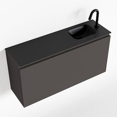 MONDIAZ OLAN 100cm toiletmeubel dark grey. LEX wastafel urban rechts 1 kraangat