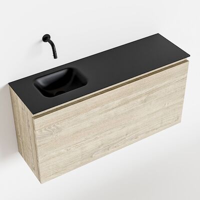 MONDIAZ OLAN 100cm toiletmeubel light brown grey. LEX wastafel urban links geen kraangat