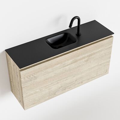 MONDIAZ OLAN 100cm toiletmeubel light brown grey. LEX wastafel urban midden 1 kraangat