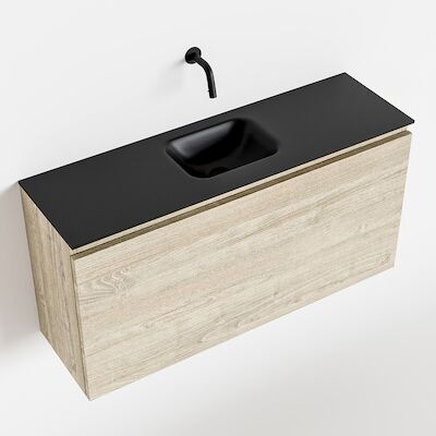 MONDIAZ OLAN 100cm toiletmeubel light brown grey. LEX wastafel urban midden geen kraangat