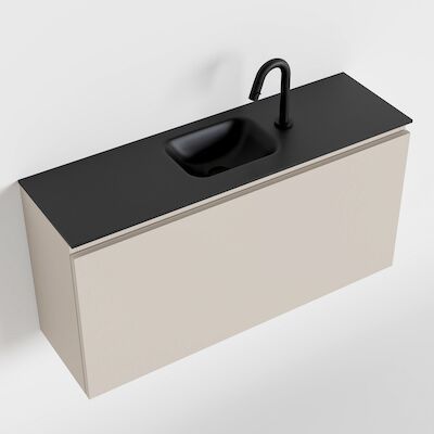 MONDIAZ OLAN 100cm toiletmeubel linen. LEX wastafel urban midden 1 kraangat