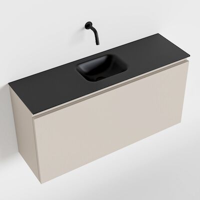 MONDIAZ OLAN 100cm toiletmeubel linen. LEX wastafel urban midden geen kraangat