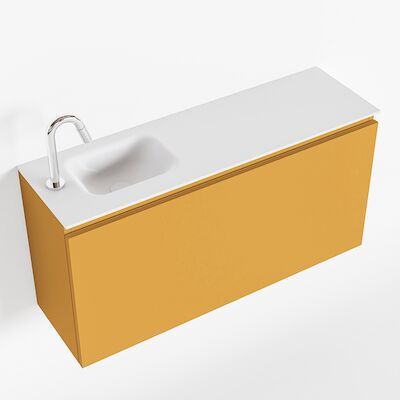 MONDIAZ OLAN 100cm toiletmeubel ocher. LEX wastafel talc links 1 kraangat