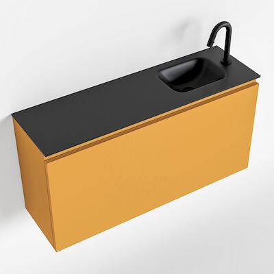 MONDIAZ OLAN 100cm toiletmeubel ocher. LEX wastafel urban rechts 1 kraangat