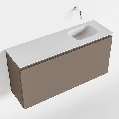 MONDIAZ OLAN 100cm toiletmeubel smoke. LEX wastafel talc rechts geen kraangat