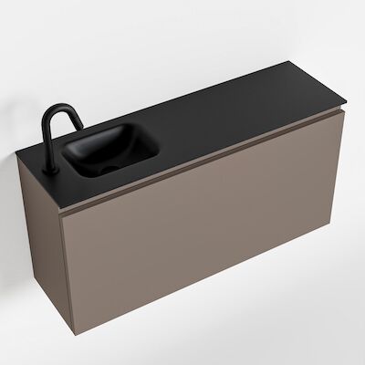 MONDIAZ OLAN 100cm toiletmeubel smoke. LEX wastafel urban links 1 kraangat